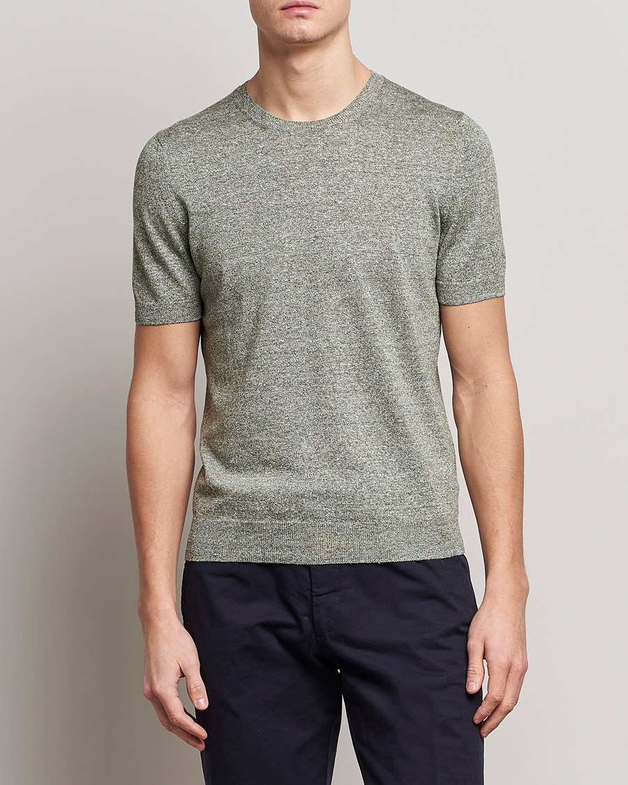 Herren | T-Shirts | Gran Sasso | Cotton/Linen Knitted Tee Green