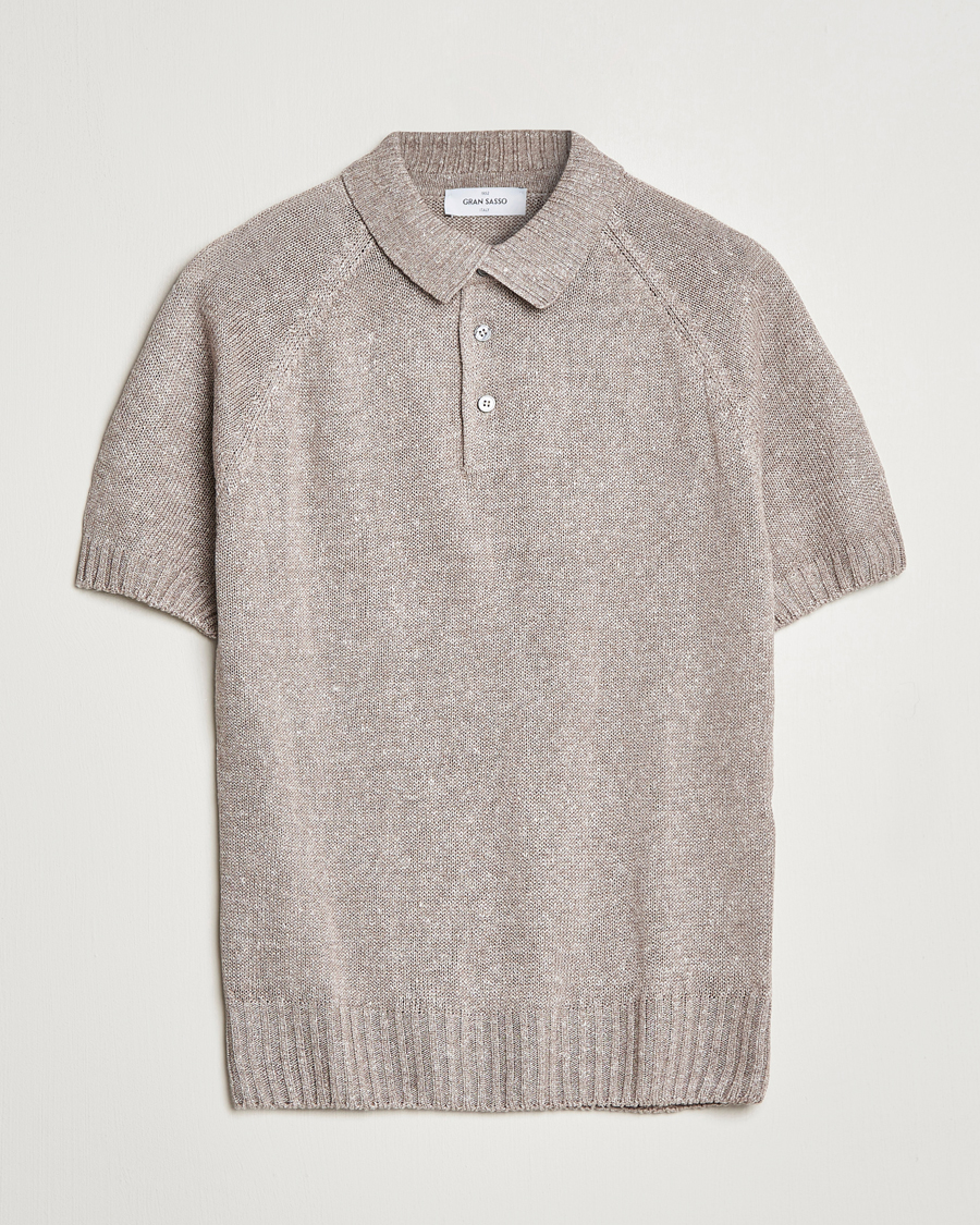 Herren | Poloshirts | Gran Sasso | Cotton/Linen Knitted Polo Beige