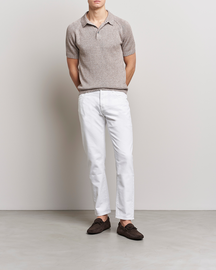 Herren | Poloshirts | Gran Sasso | Cotton/Linen Knitted Polo Beige