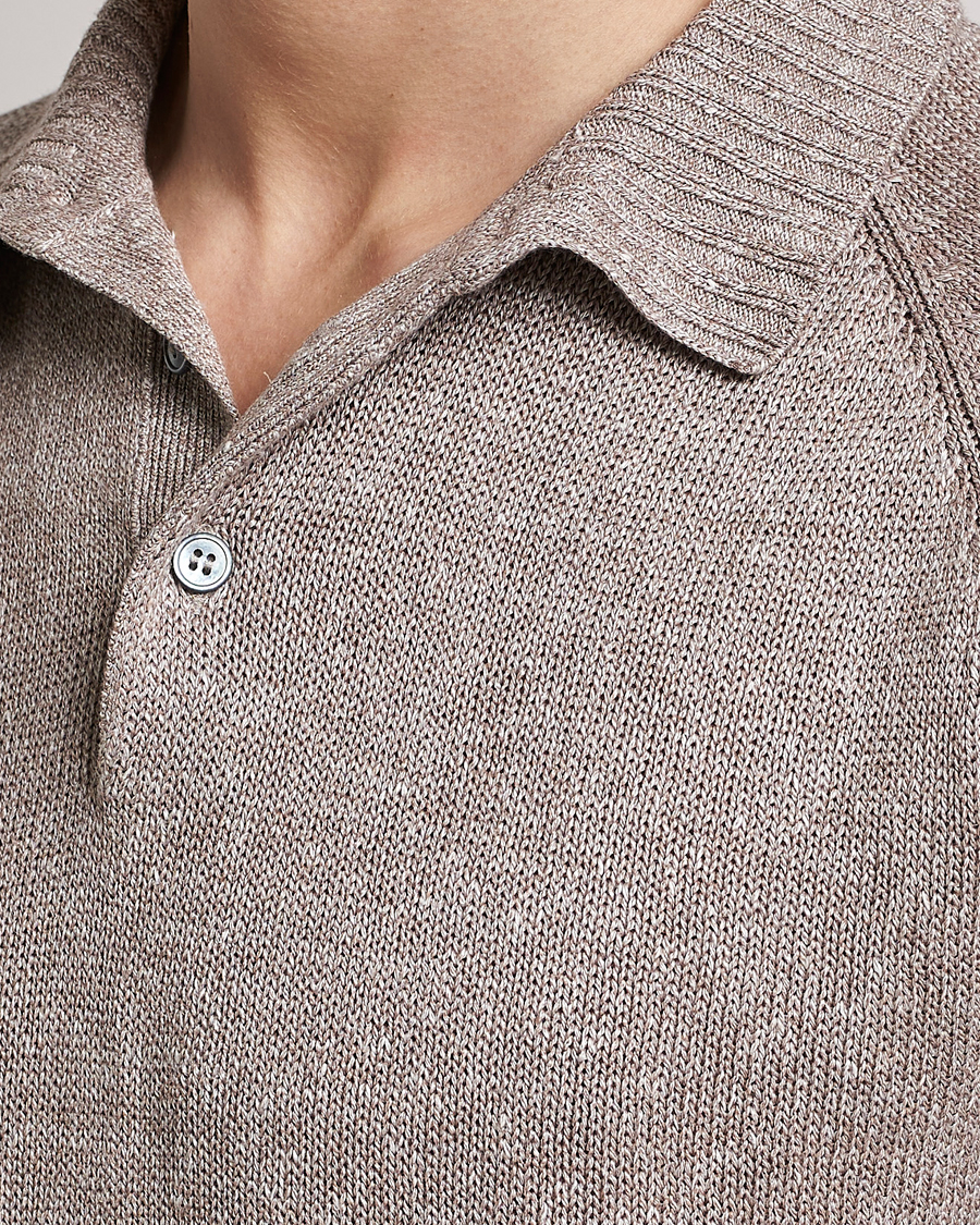 Herren | Poloshirts | Gran Sasso | Cotton/Linen Knitted Polo Beige