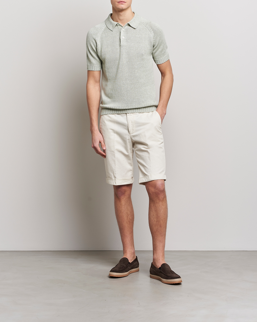 Herren | Poloshirts | Gran Sasso | Cotton/Linen Knitted Polo Light Green
