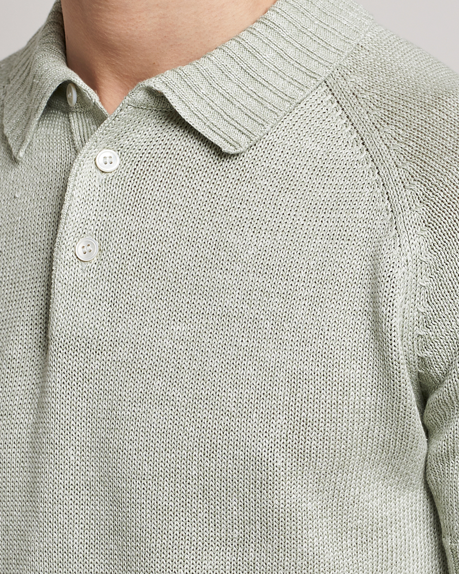 Herren | Poloshirts | Gran Sasso | Cotton/Linen Knitted Polo Light Green