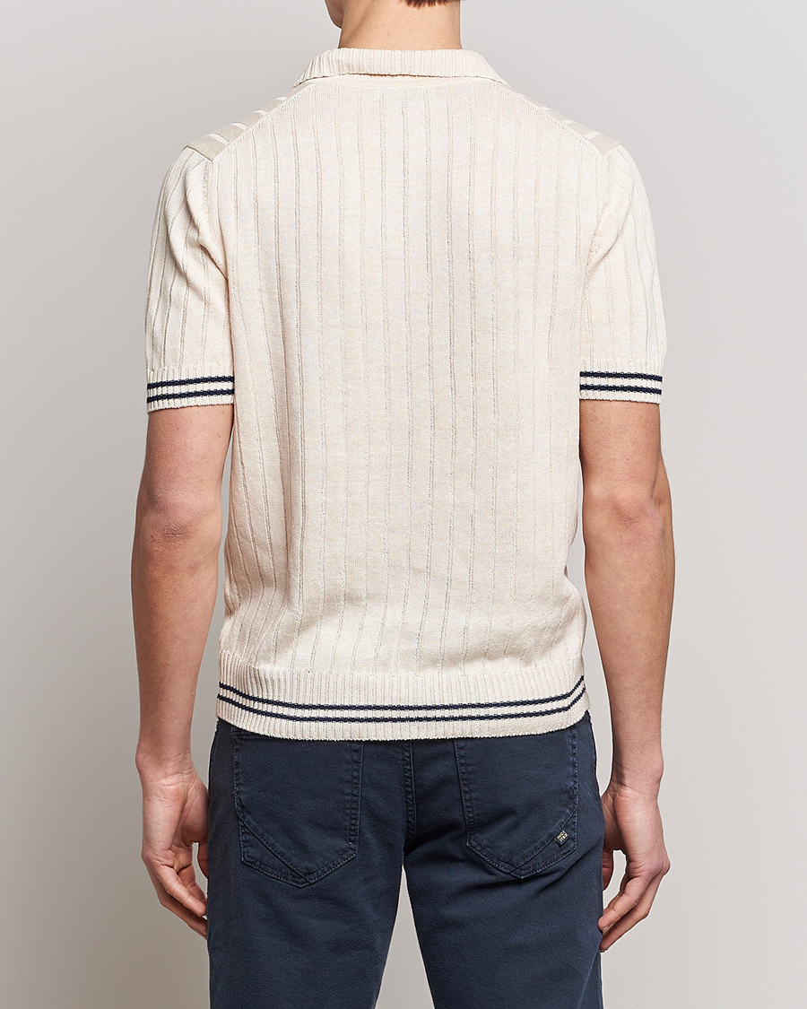 Herren | Poloshirts | Gran Sasso | Cotton/Linen Structured Knitted Polo Cream