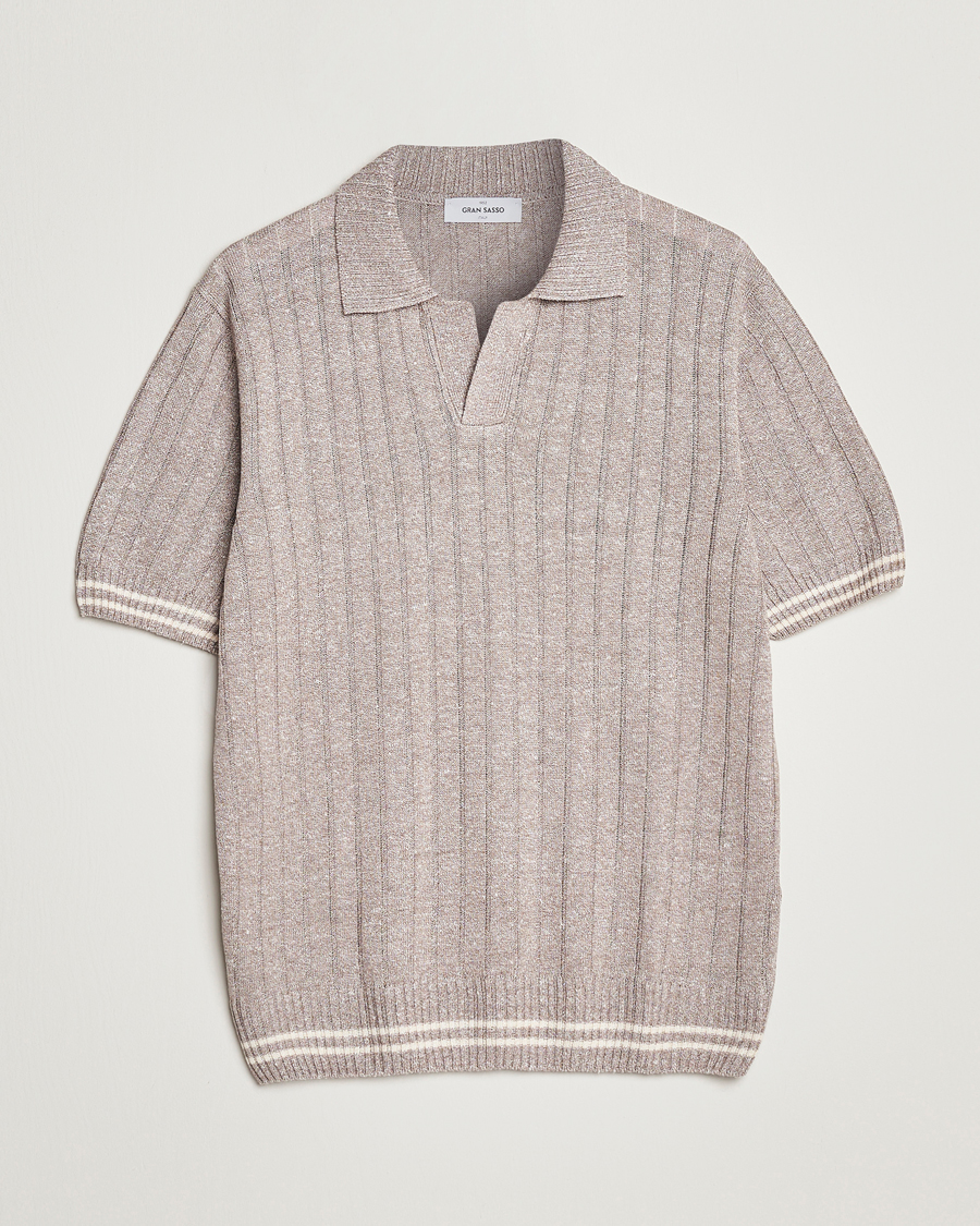 Herren | Poloshirts | Gran Sasso | Cotton/Linen Structured Knitted Polo Beige