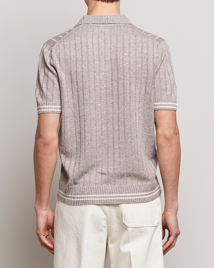 Herren | Poloshirts | Gran Sasso | Cotton/Linen Structured Knitted Polo Beige