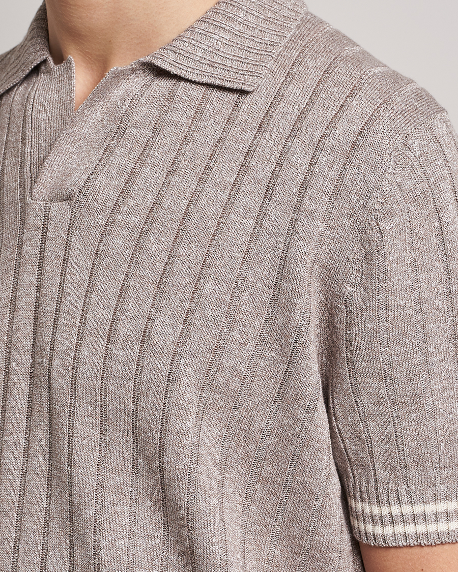 Herren | Poloshirts | Gran Sasso | Cotton/Linen Structured Knitted Polo Beige