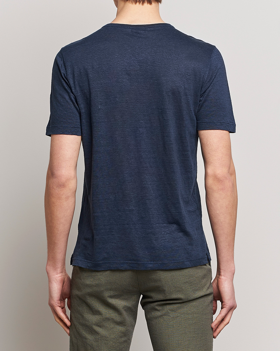 Herren | T-Shirts | Gran Sasso | Washed Linen Tee Navy