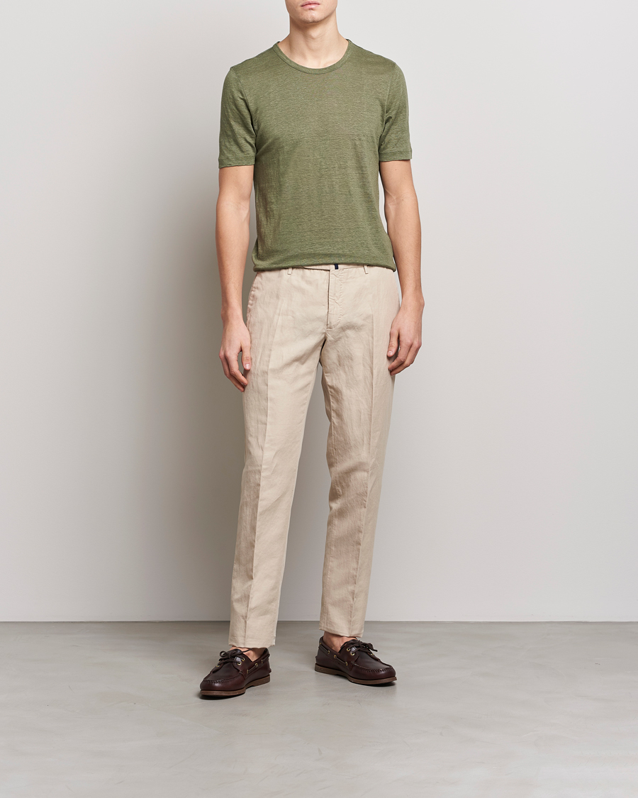 Herren | T-Shirts | Gran Sasso | Washed Linen Tee Olive