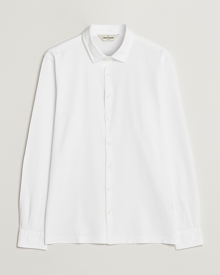 Herren | Hemden | Gran Sasso | Washed Cotton Jersey Shirt White