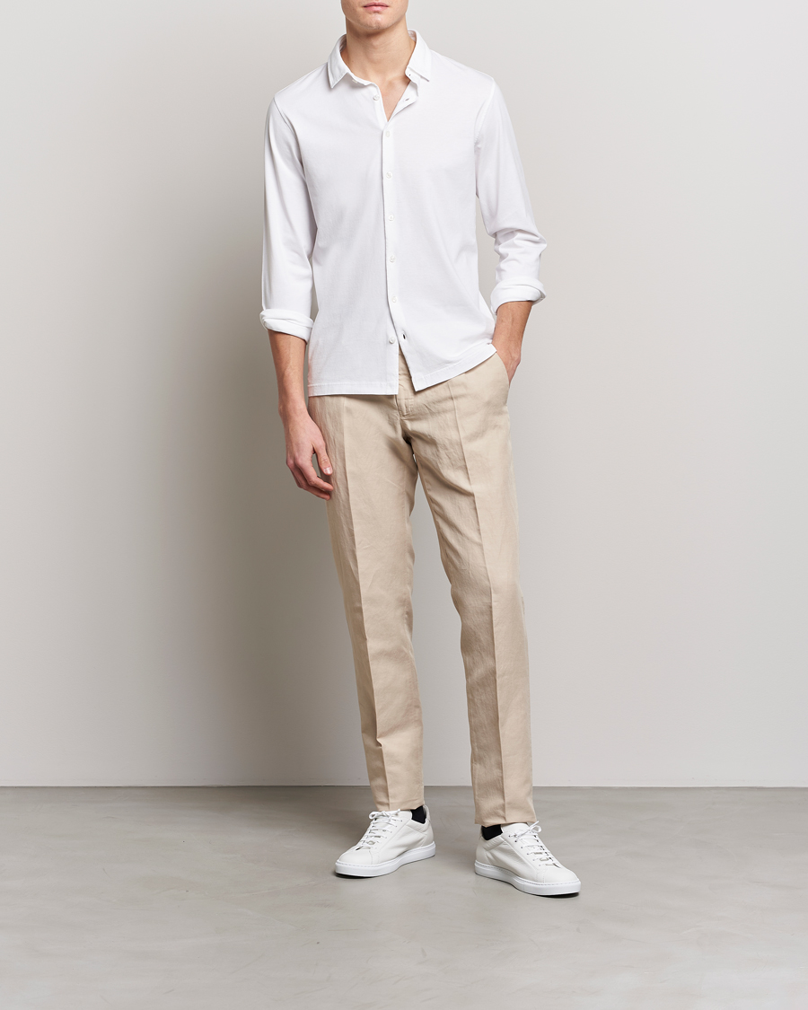 Herren | Hemden | Gran Sasso | Washed Cotton Jersey Shirt White