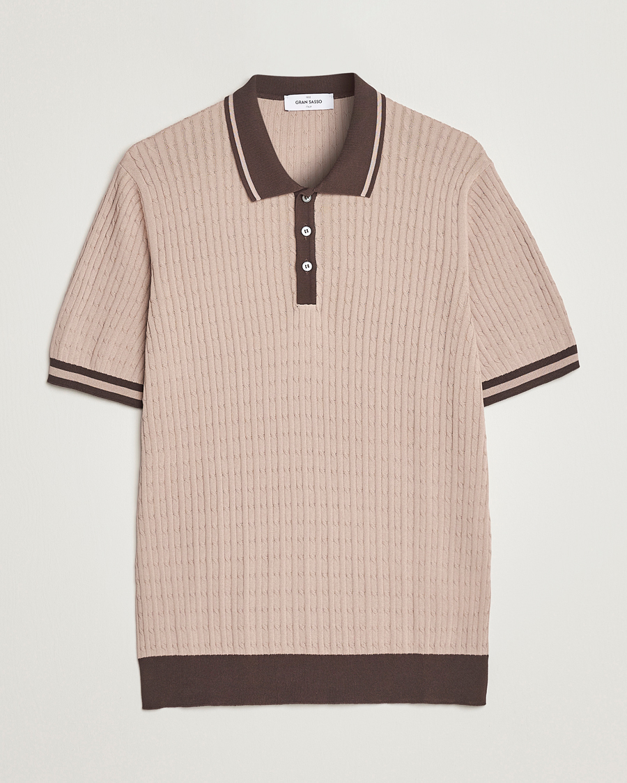 Herren | Poloshirts | Gran Sasso | Cable Knitted Contrast Polo Beige