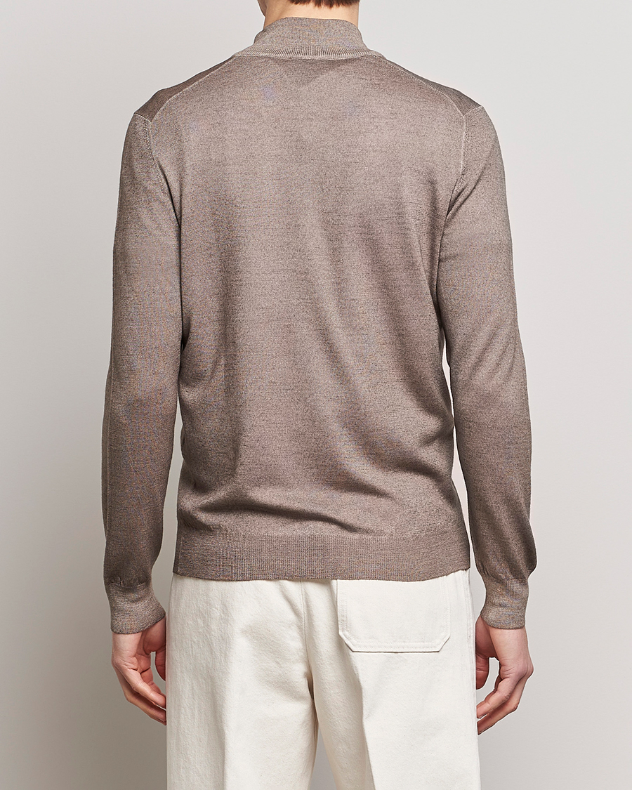 Herren | Pullover | Gran Sasso | Summer Merino Half Zip Sweater Brown Melange