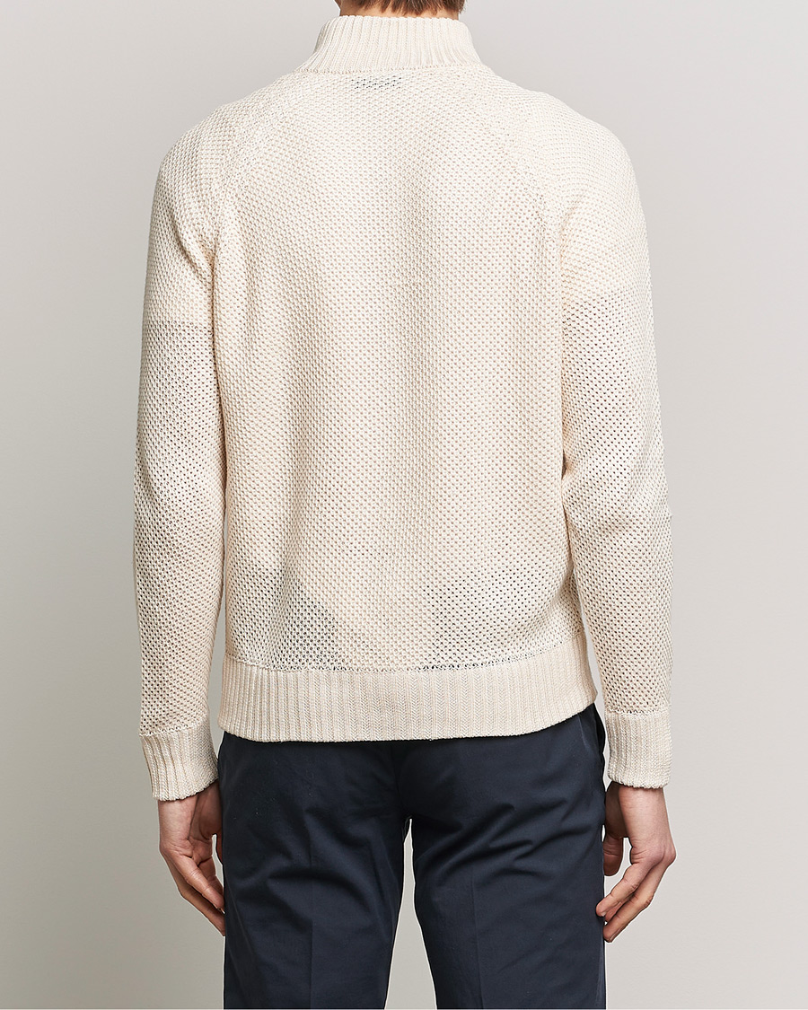 Herren | Pullover | Gran Sasso | Structured Cotton/Linen Full Zip Cream