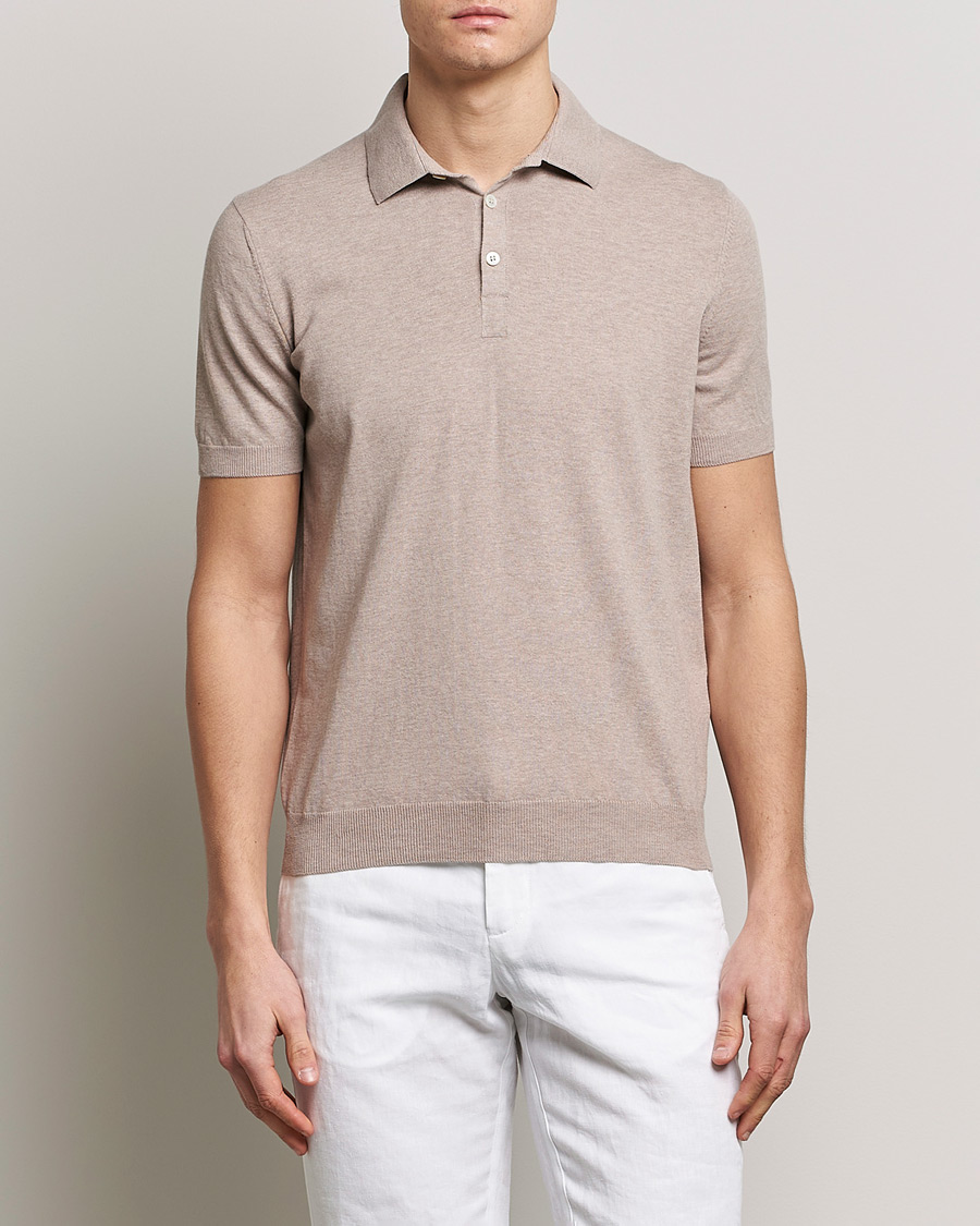 Herren | Poloshirt | Gran Sasso | Cotton Knitted Polo Beige Melange