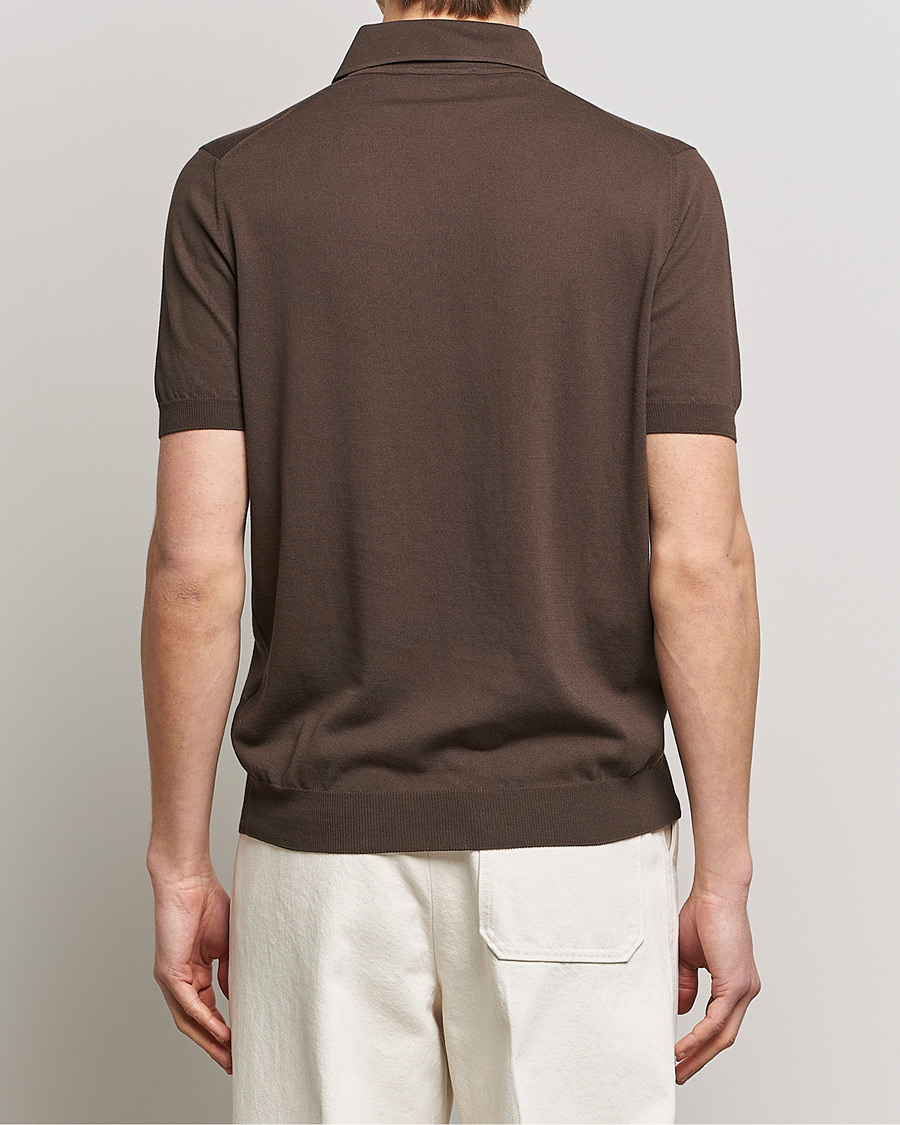 Herren | Poloshirts | Gran Sasso | Cotton Knitted Polo Dark Brown
