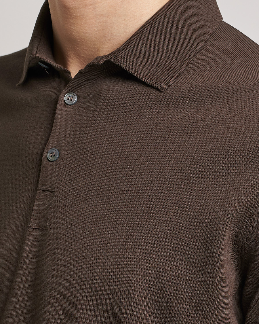 Herren | Poloshirts | Gran Sasso | Cotton Knitted Polo Dark Brown