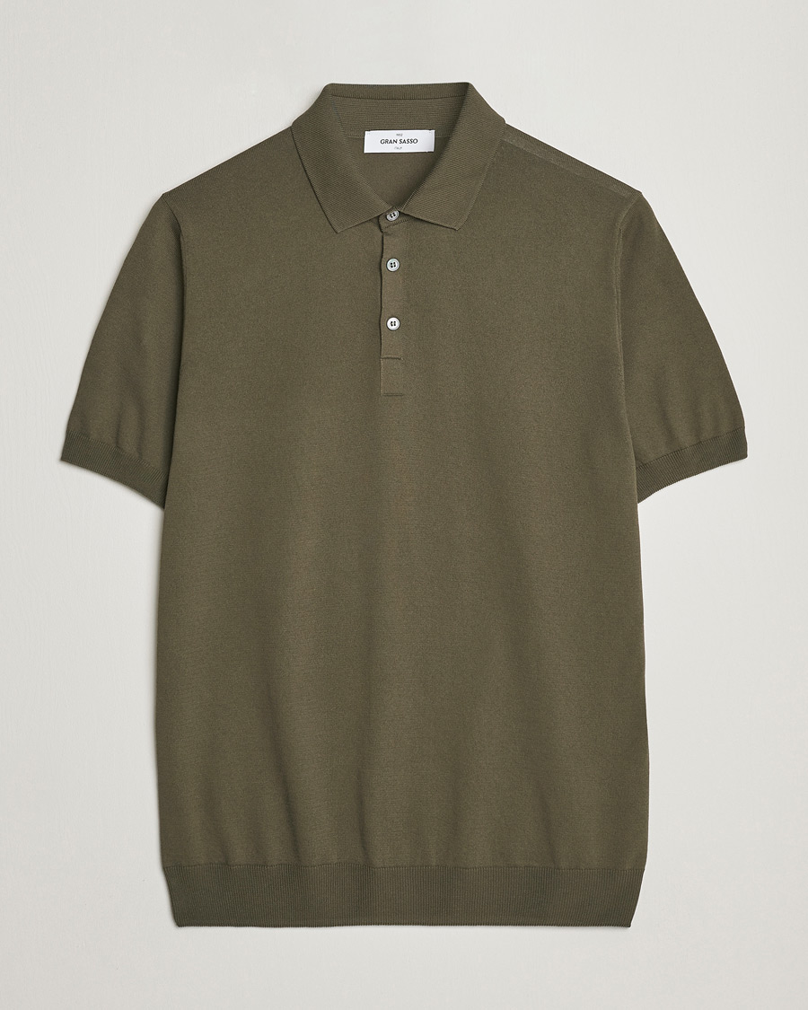 Herren | Poloshirts | Gran Sasso | Cotton Knitted Polo Dark Olive