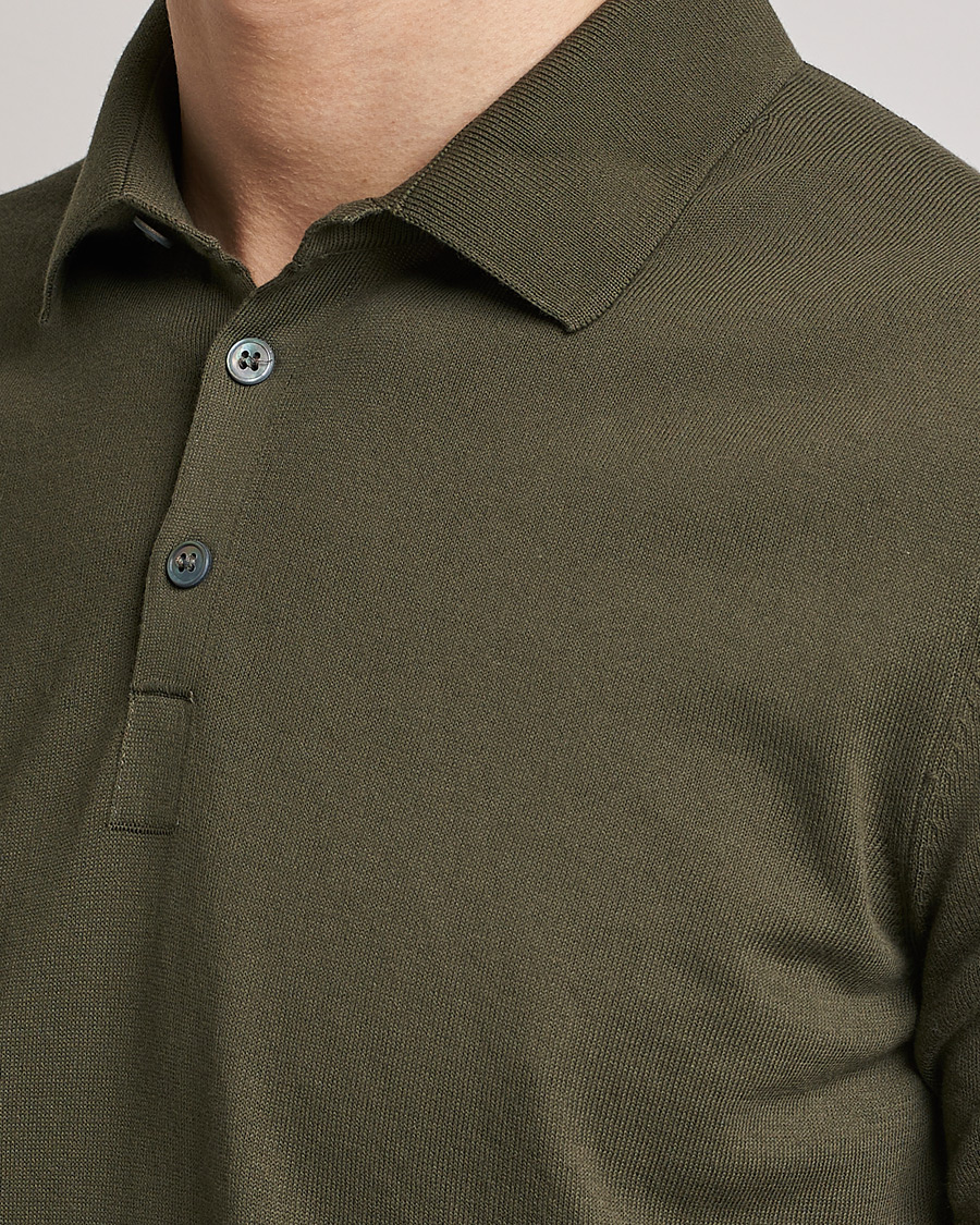 Herren | Poloshirts | Gran Sasso | Cotton Knitted Polo Dark Olive