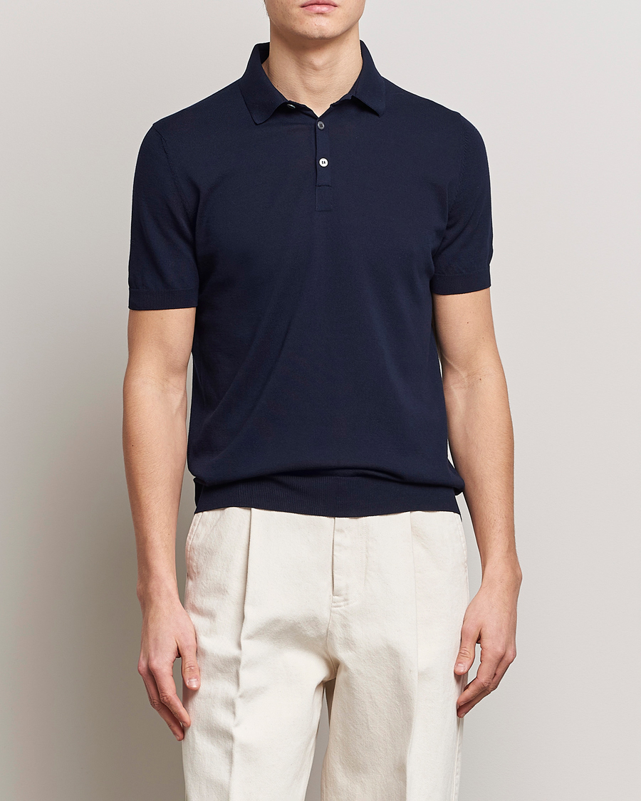 Herren | Kurzarm-Poloshirts | Gran Sasso | Cotton Knitted Polo Navy
