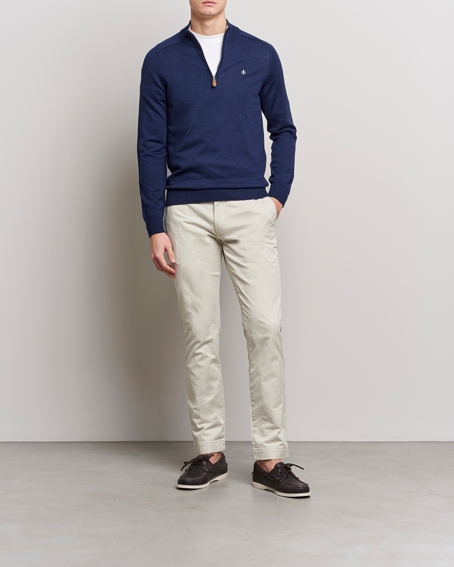 Herren | Pullover | Morris | John Merino Half Zip Blue
