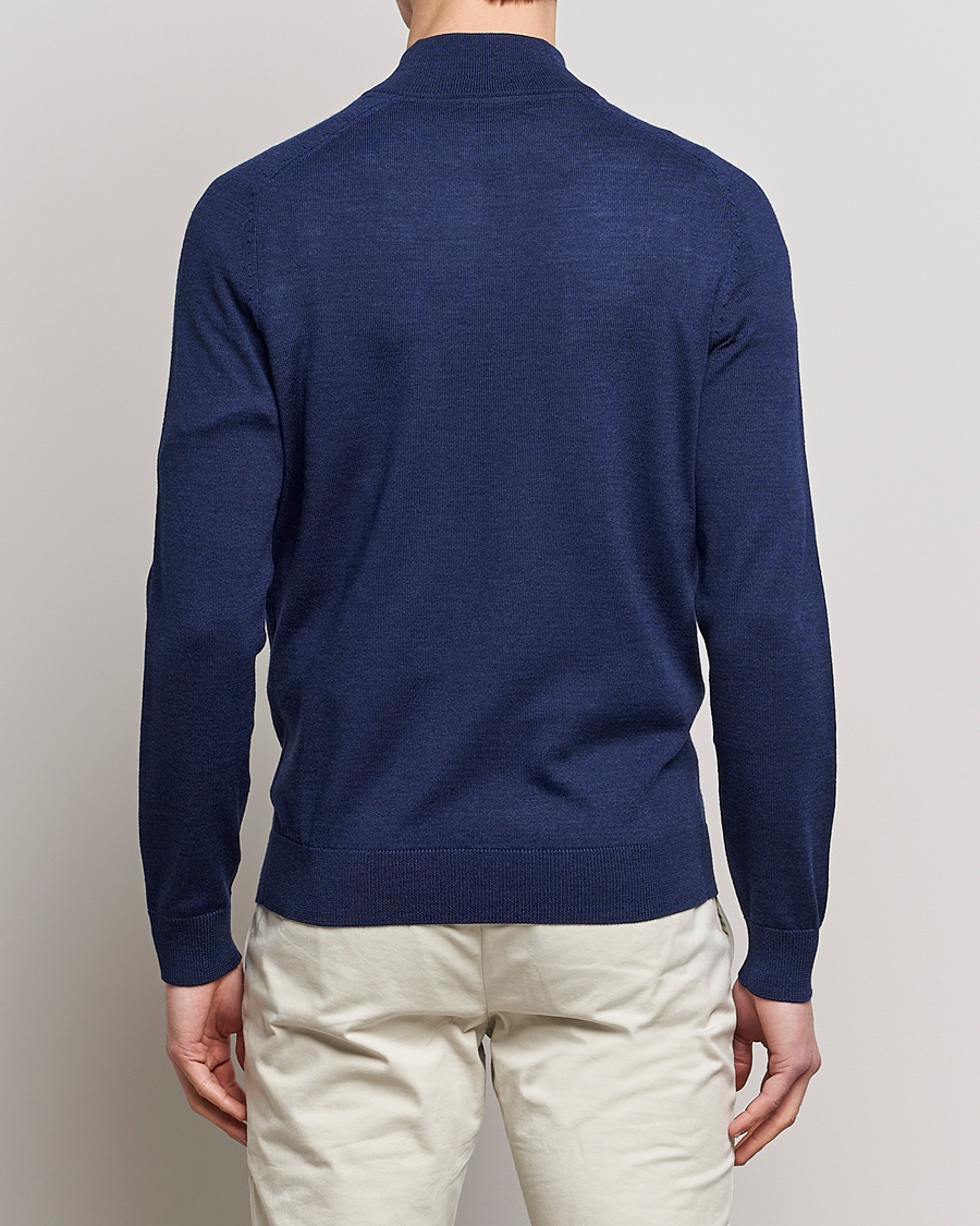 Herren | Pullover | Morris | John Merino Half Zip Blue