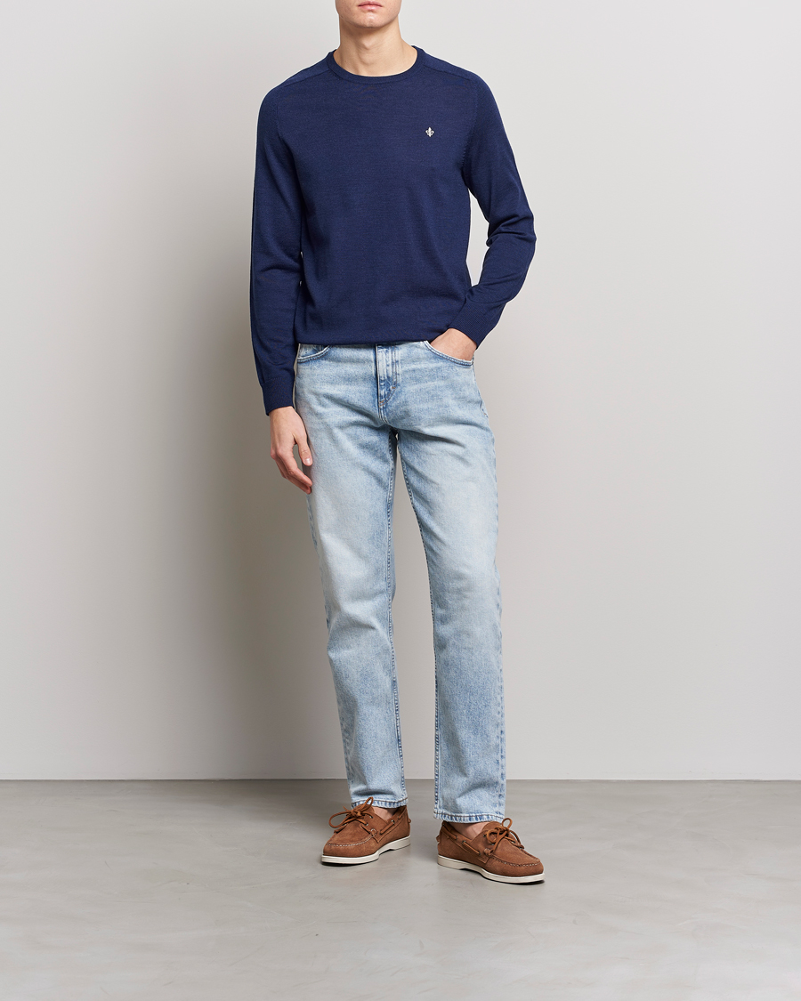 Herren | Pullover | Morris | Merino Crew Neck Pullover Blue