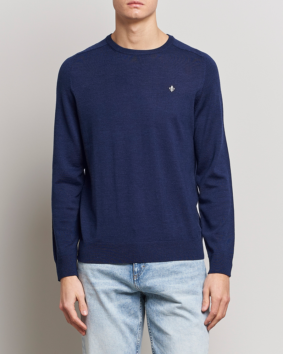 Herren | Pullover | Morris | Merino Crew Neck Pullover Blue