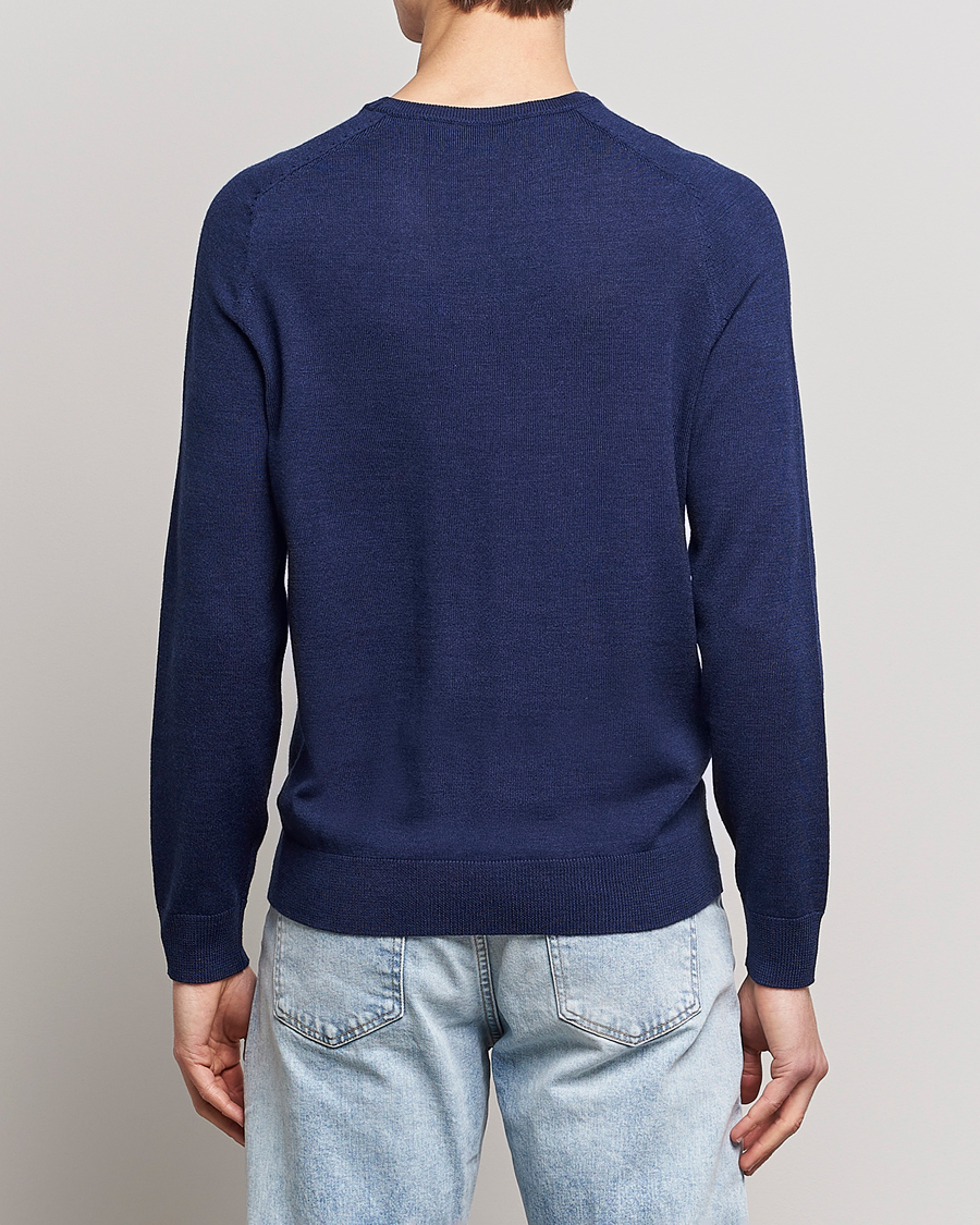Herren | Pullover | Morris | Merino Crew Neck Pullover Blue