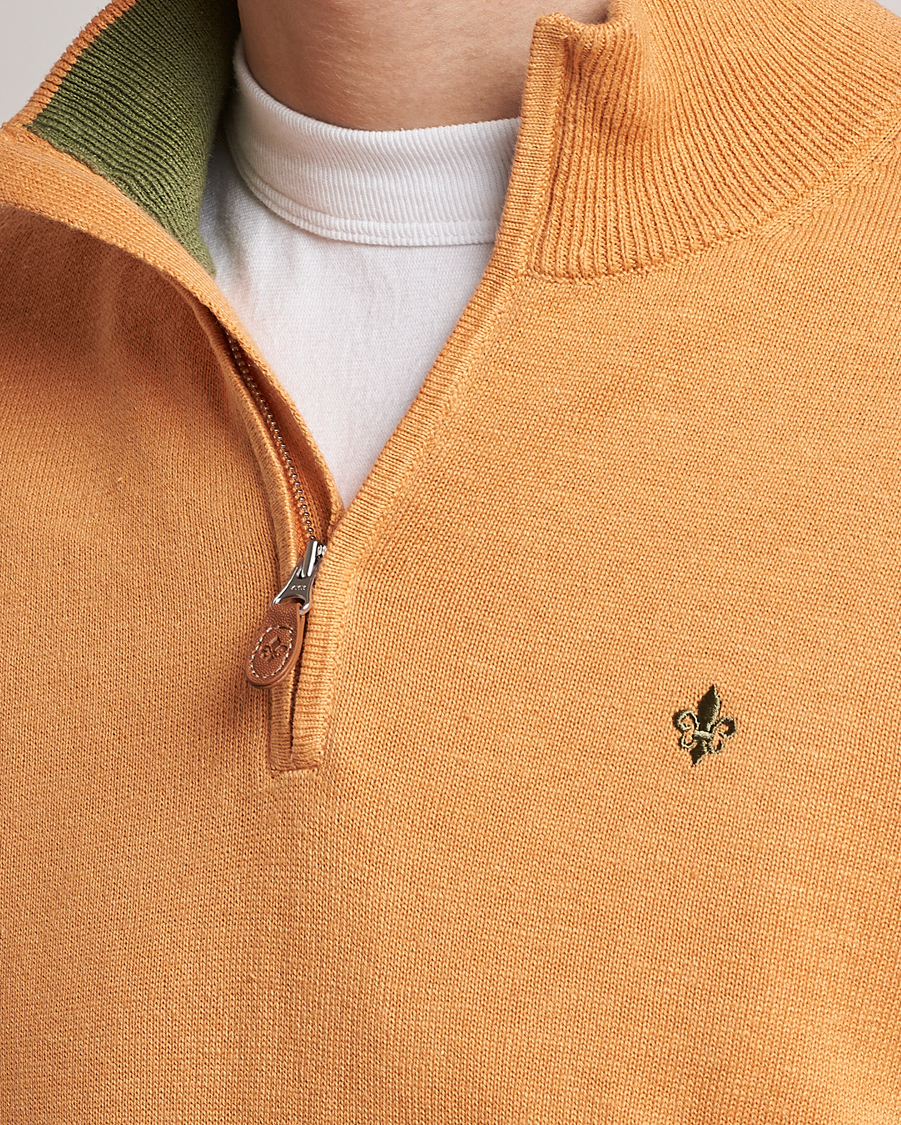 Herren | Pullover | Morris | Harold Cotton/Linen Summer Half Zip Orange