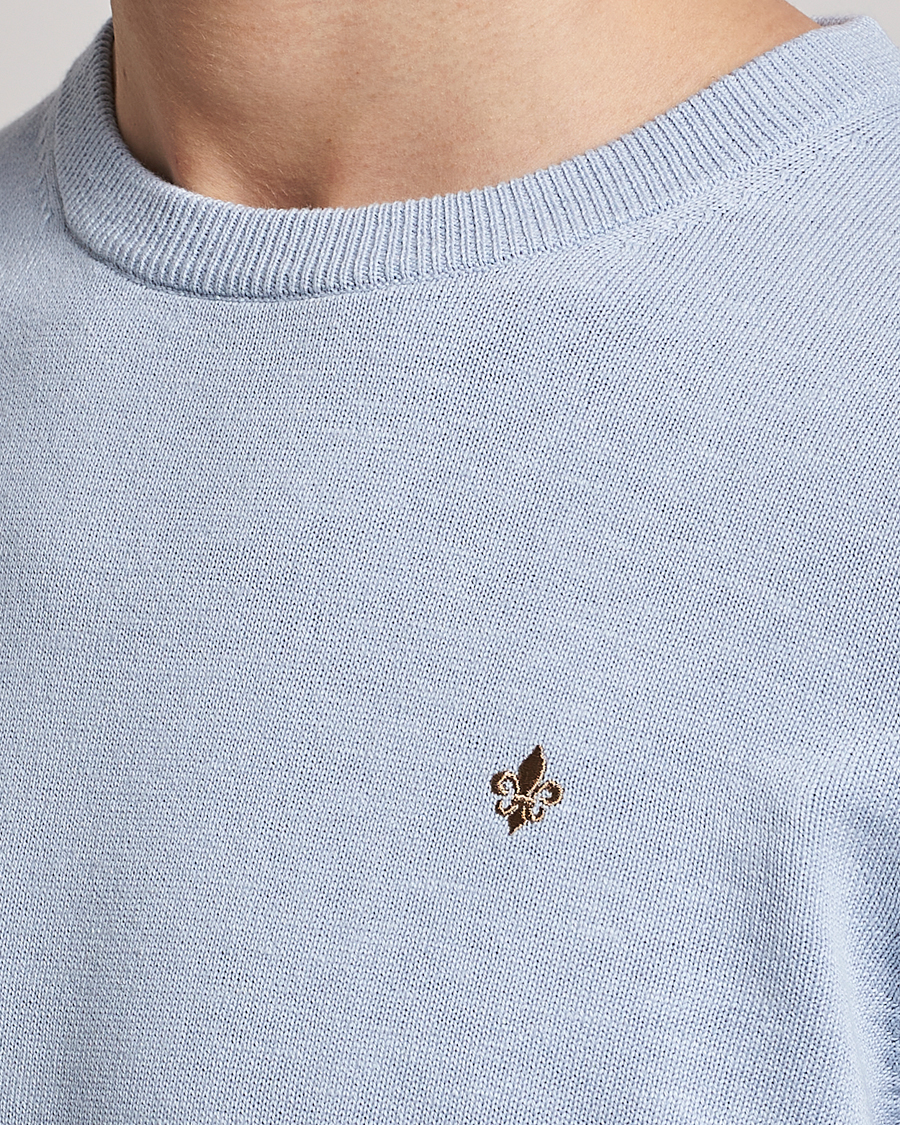 Herren | Pullover | Morris | Harold Cotton/Linen Summer Crew Neck Light Blue