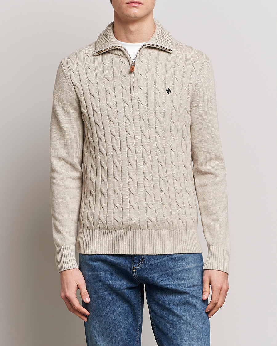 Herren | Pullover | Morris | Raymond Cable Half Zip Khaki