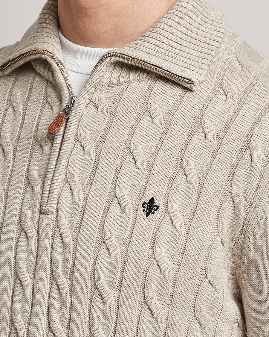 Herren | Pullover | Morris | Raymond Cable Half Zip Khaki