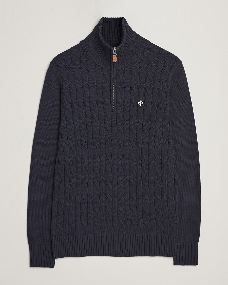 Herren | Pullover | Morris | Raymond Cable Half Zip Old Blue