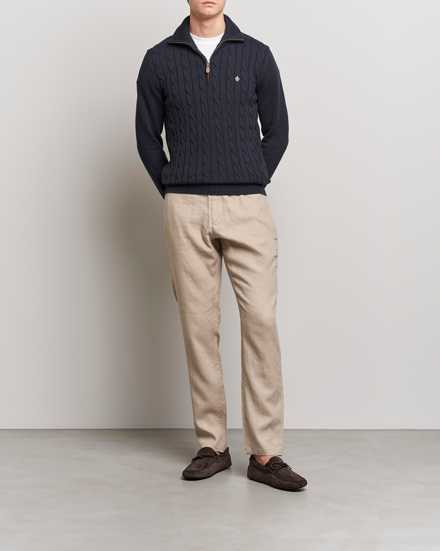 Herren | Pullover | Morris | Raymond Cable Half Zip Old Blue
