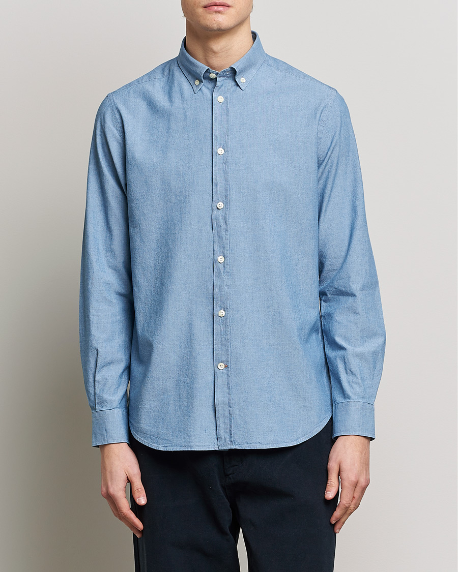 Herren | Hemden | Morris | John Chambray Button Down Shirt Light Blue