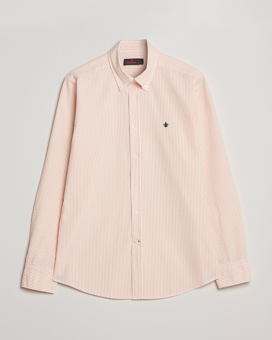 Herren | Hemden | Morris | Seersucker Button Down Shirt Orange/White