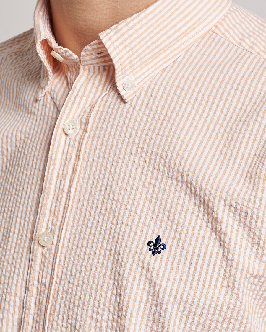 Herren | Hemden | Morris | Seersucker Button Down Shirt Orange/White
