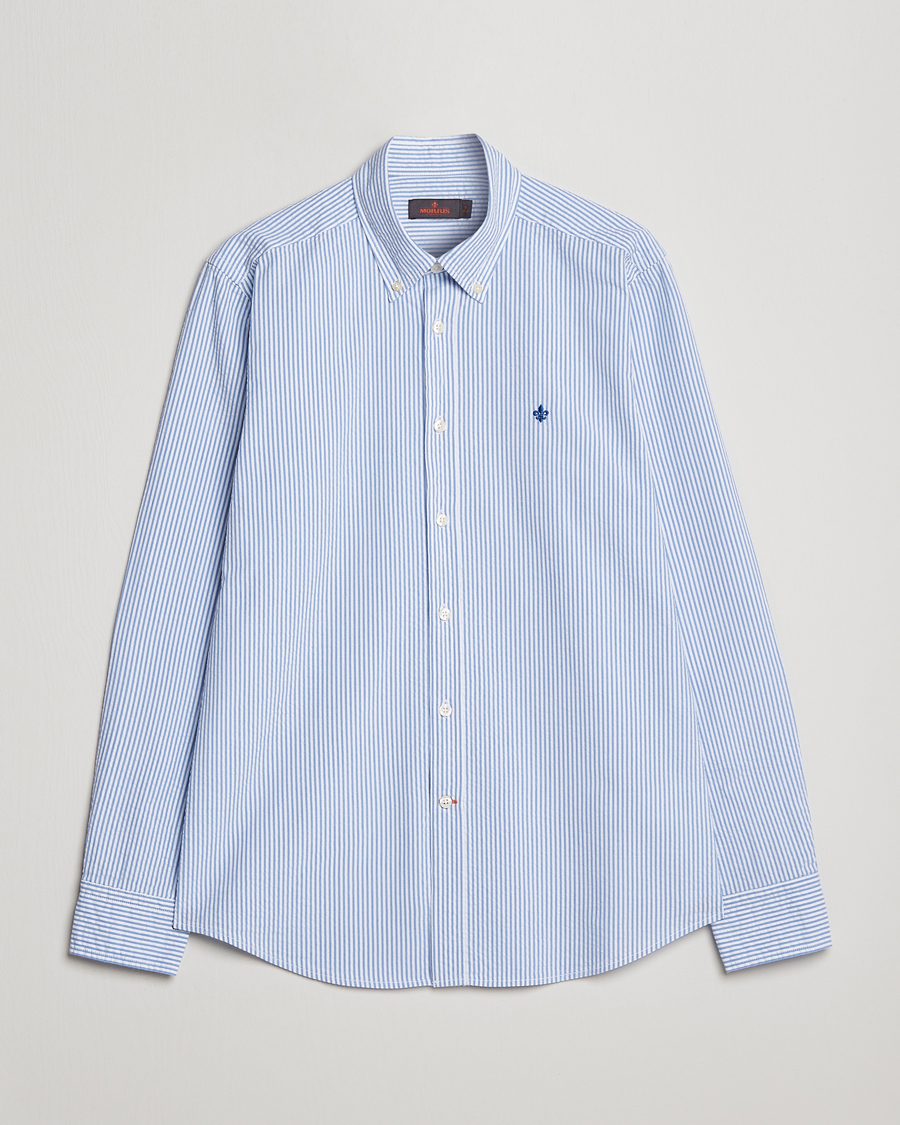 Herren | Hemden | Morris | Seersucker Button Down Shirt Light Blue/White