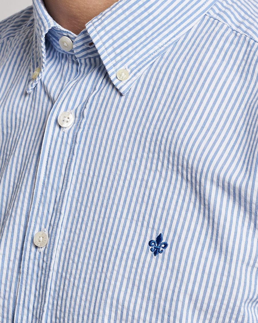 Herren | Hemden | Morris | Seersucker Button Down Shirt Light Blue/White