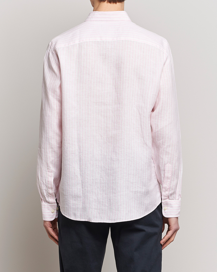Herren | Hemden | Morris | Douglas Linen Button Down Striped Shirt Pink/White