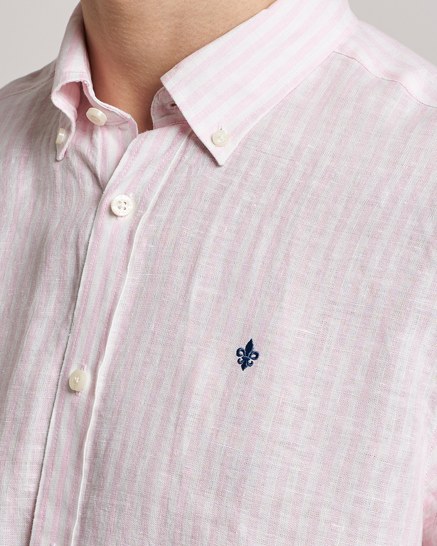 Herren | Hemden | Morris | Douglas Linen Button Down Striped Shirt Pink/White