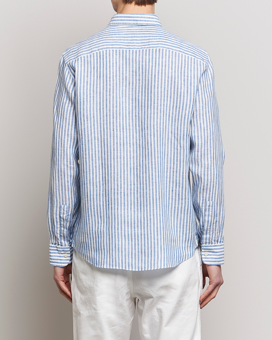 Herren | Hemden | Morris | Douglas Linen Button Down Striped Shirt Navy/White