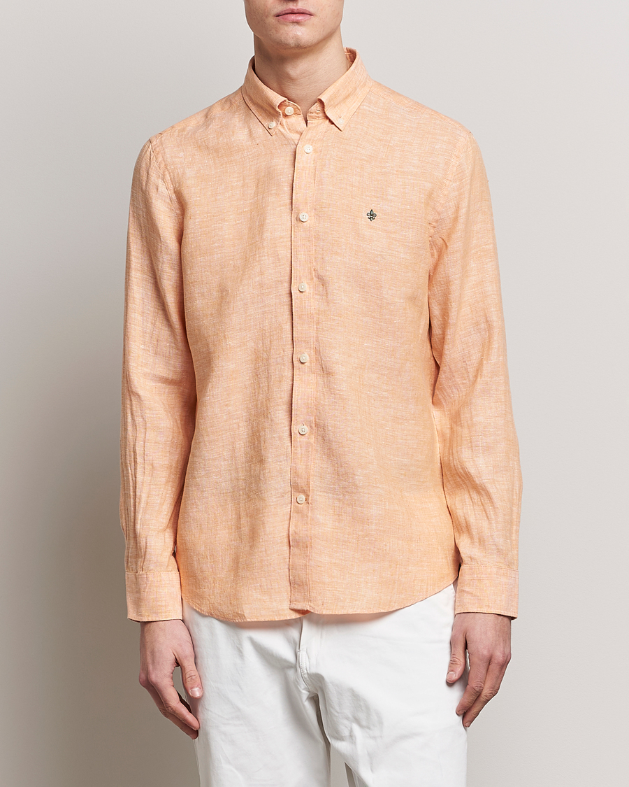 Herren | Leinenhemden | Morris | Douglas Linen Button Down Shirt Orange