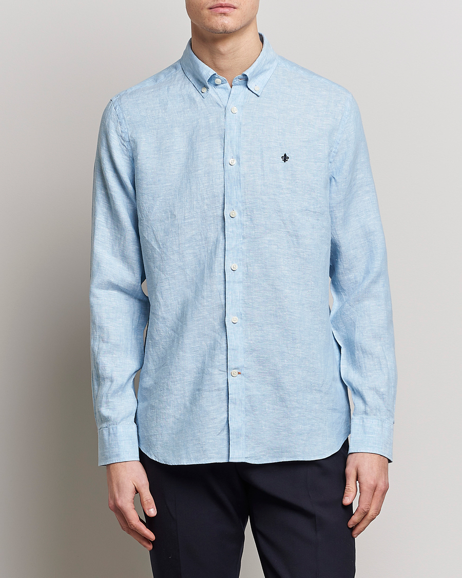Herren | Freizeithemden | Morris | Douglas Linen Button Down Shirt Light Blue