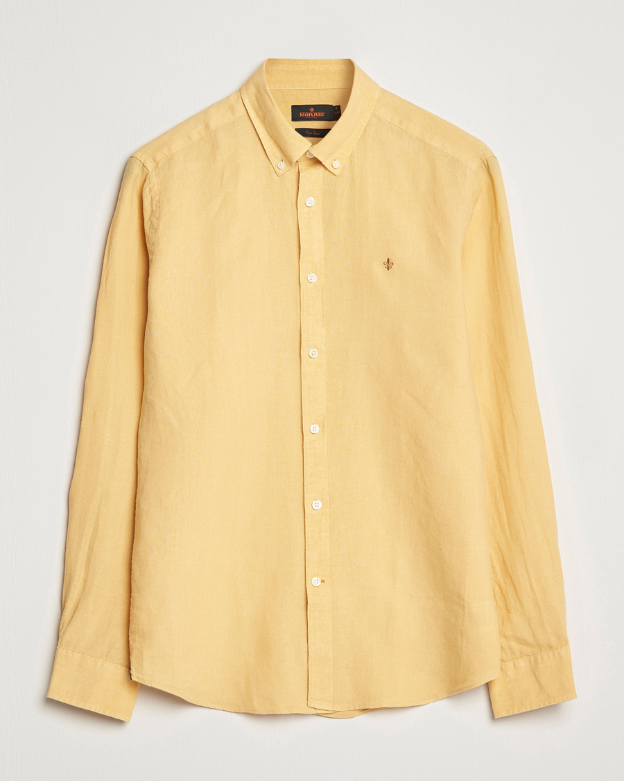 Herren | Hemden | Morris | Douglas Linen Button Down Shirt Yellow