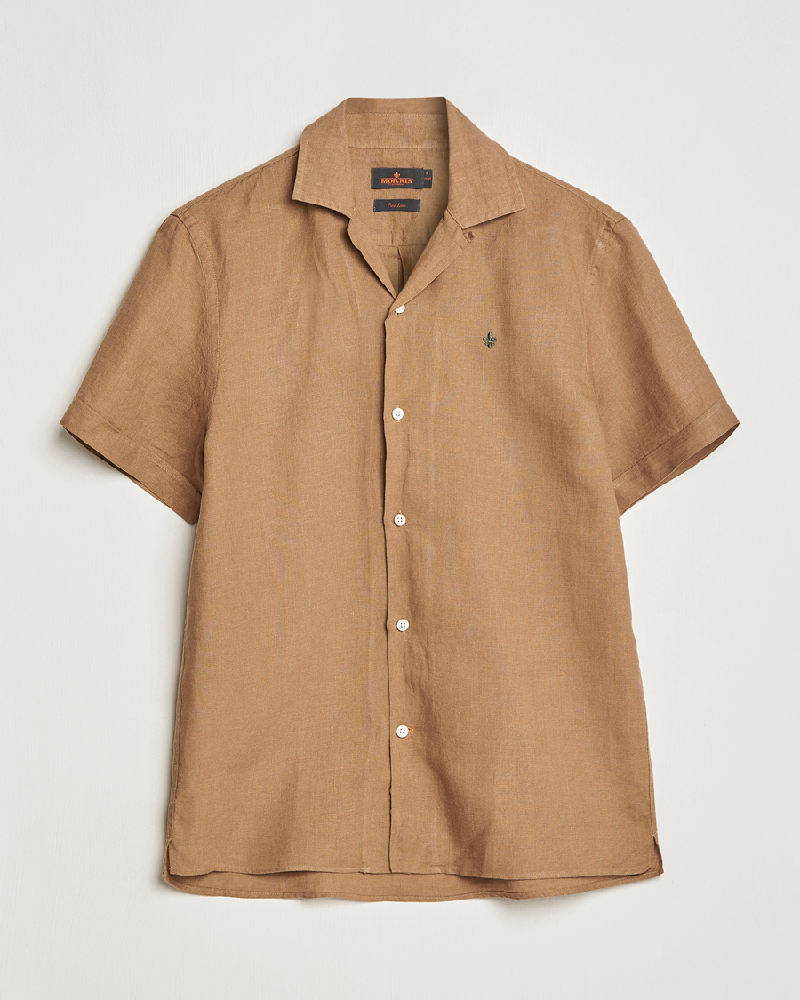 Herren | Hemden | Morris | Douglas Linen Short Sleeve Shirt Khaki Brown