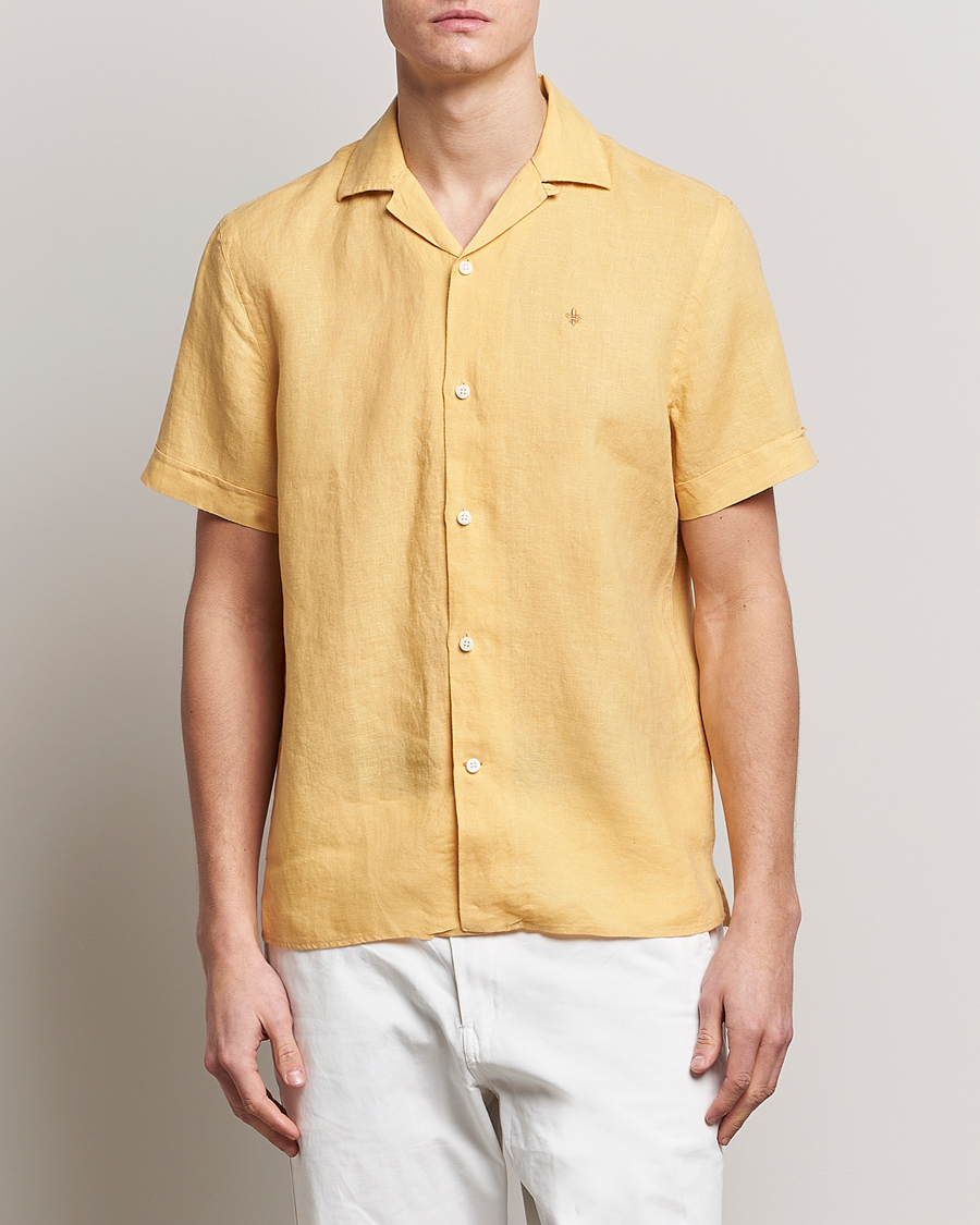 Herren | Hemden | Morris | Douglas Linen Short Sleeve Shirt Yellow