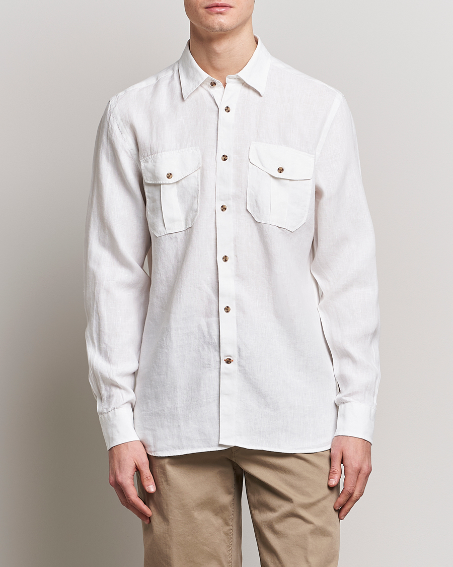 Herren | Hemden | Morris | Safari Linen Shirt White