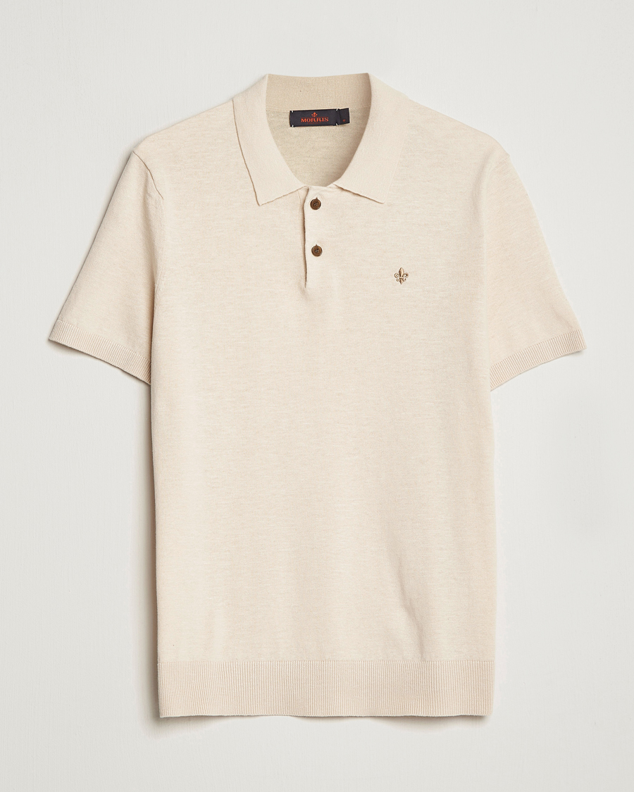 Herren | Poloshirts | Morris | Harold Cotton/Linen Summer Polo Off White