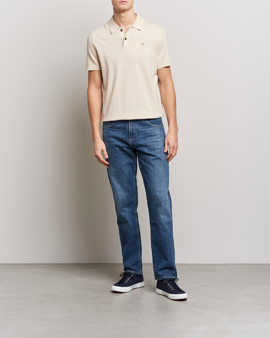 Herren | Poloshirts | Morris | Harold Cotton/Linen Summer Polo Off White